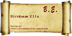 Birnbaum Ella névjegykártya